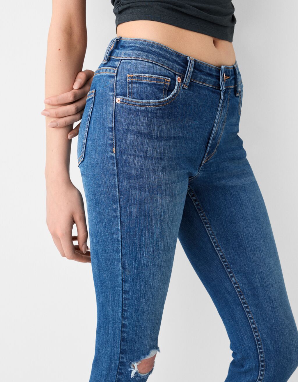 Low-waist skinny jeans-Blue-3