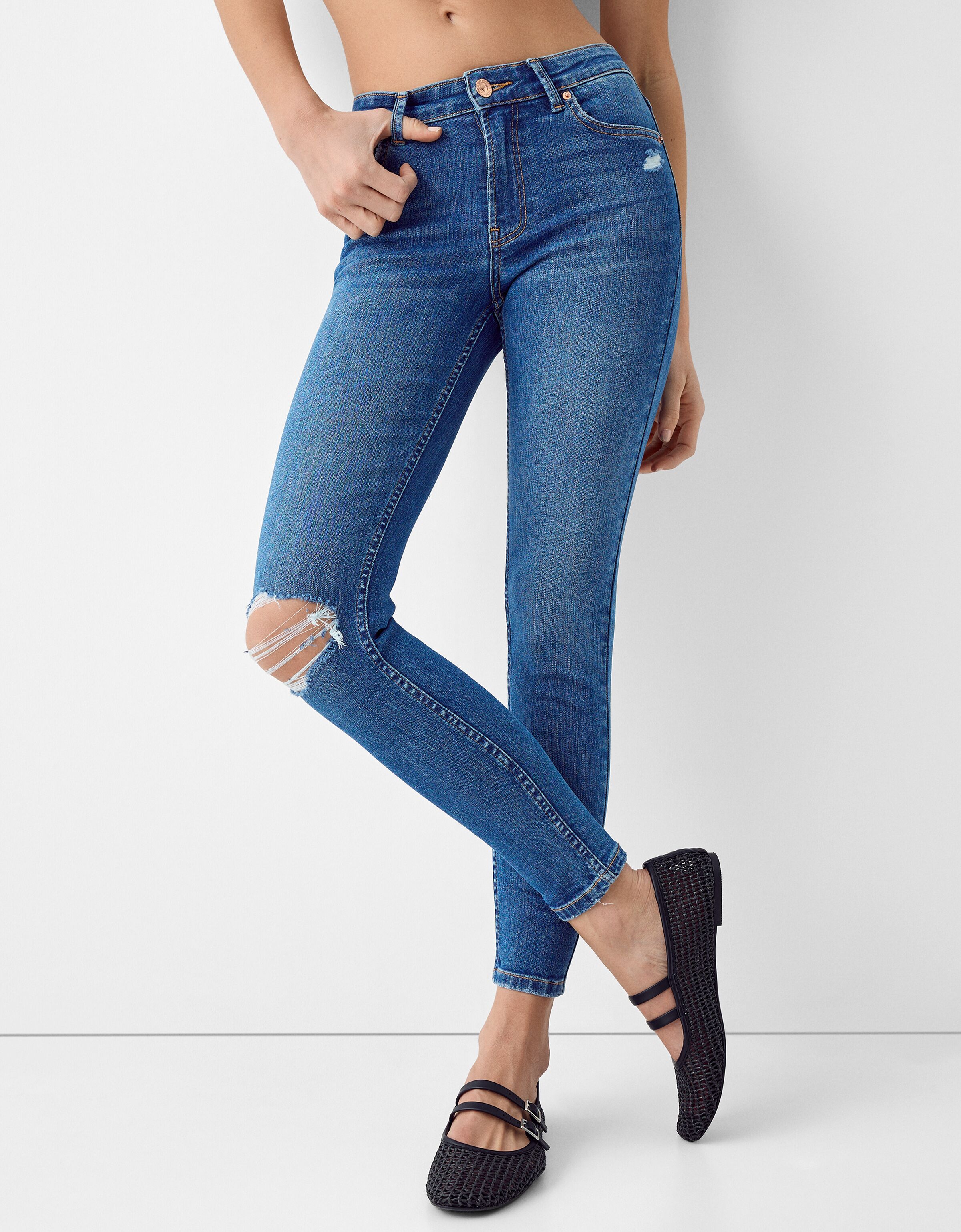 15cm Skinny Low Waist Cotton Denim Jeans