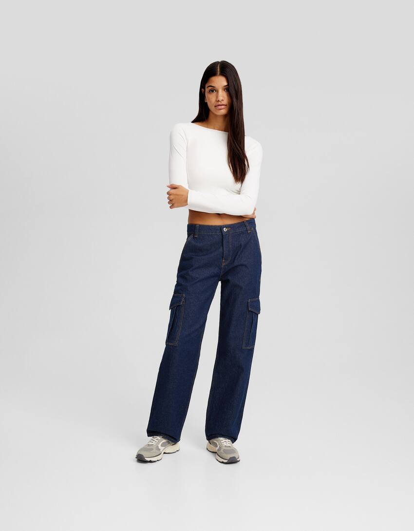 Straight cargo jeans - BSK Teen | Bershka