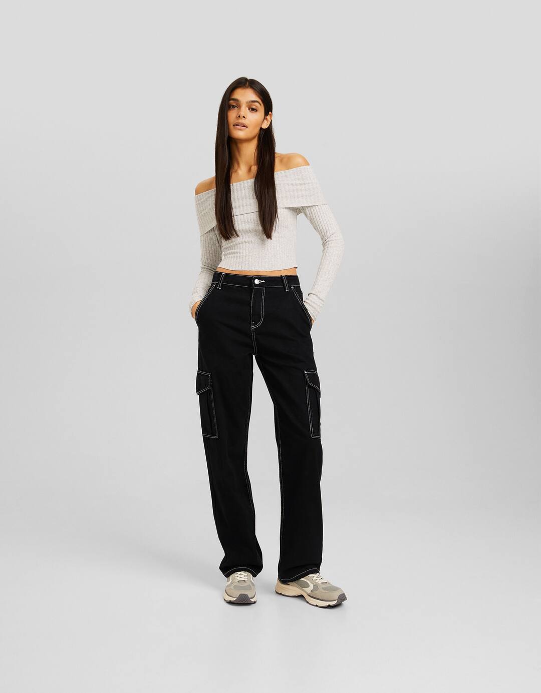 Straight cargo jeans
