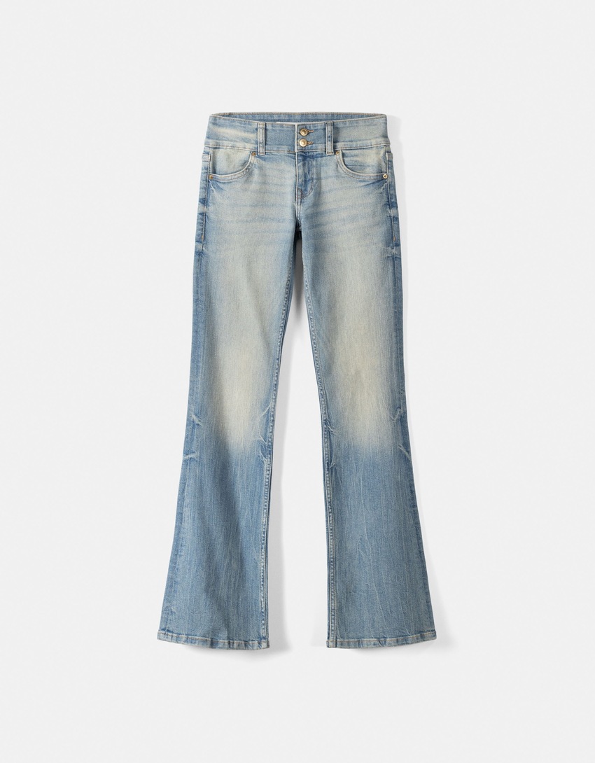 Jean bootcut taille basse-Bleu lavé-4