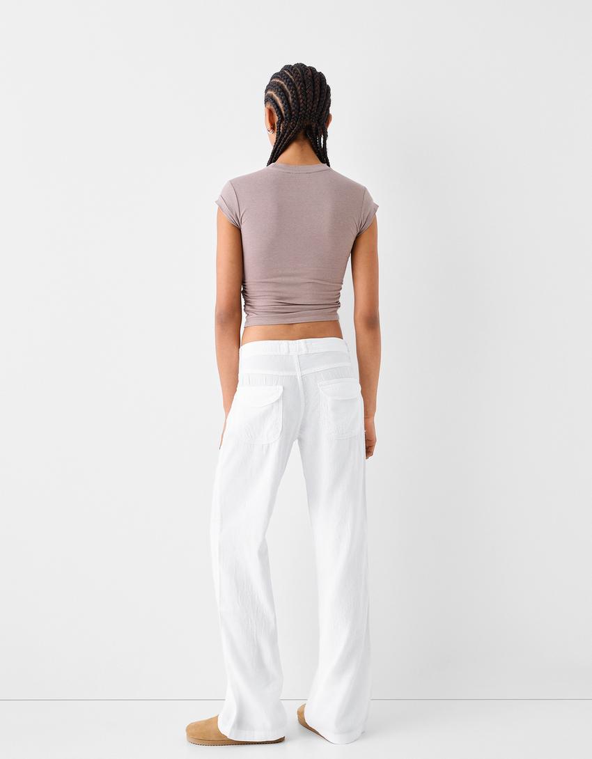 سروال ريفي فضفاض-كريمي-2