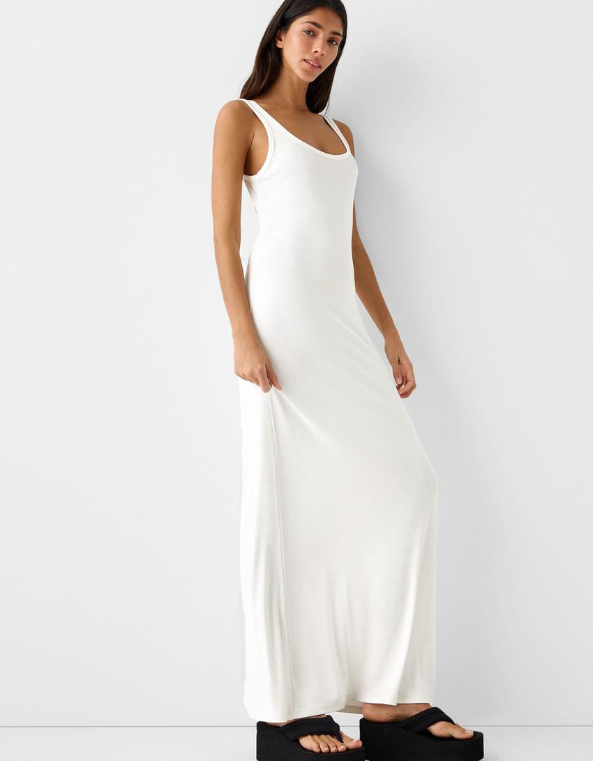 Vestido nervuras alças-Gelo-3