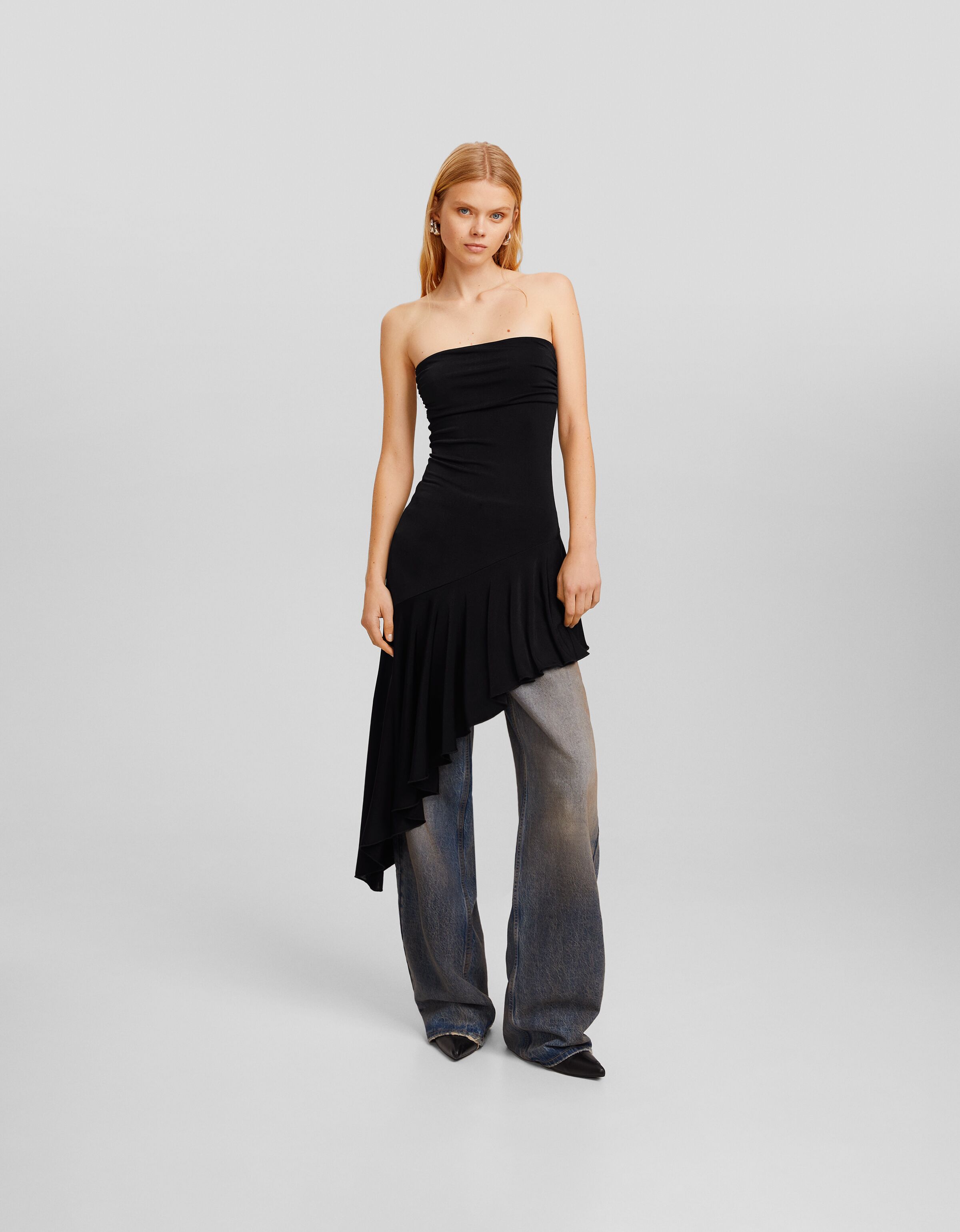 Vestido 2025 asimetrico bershka