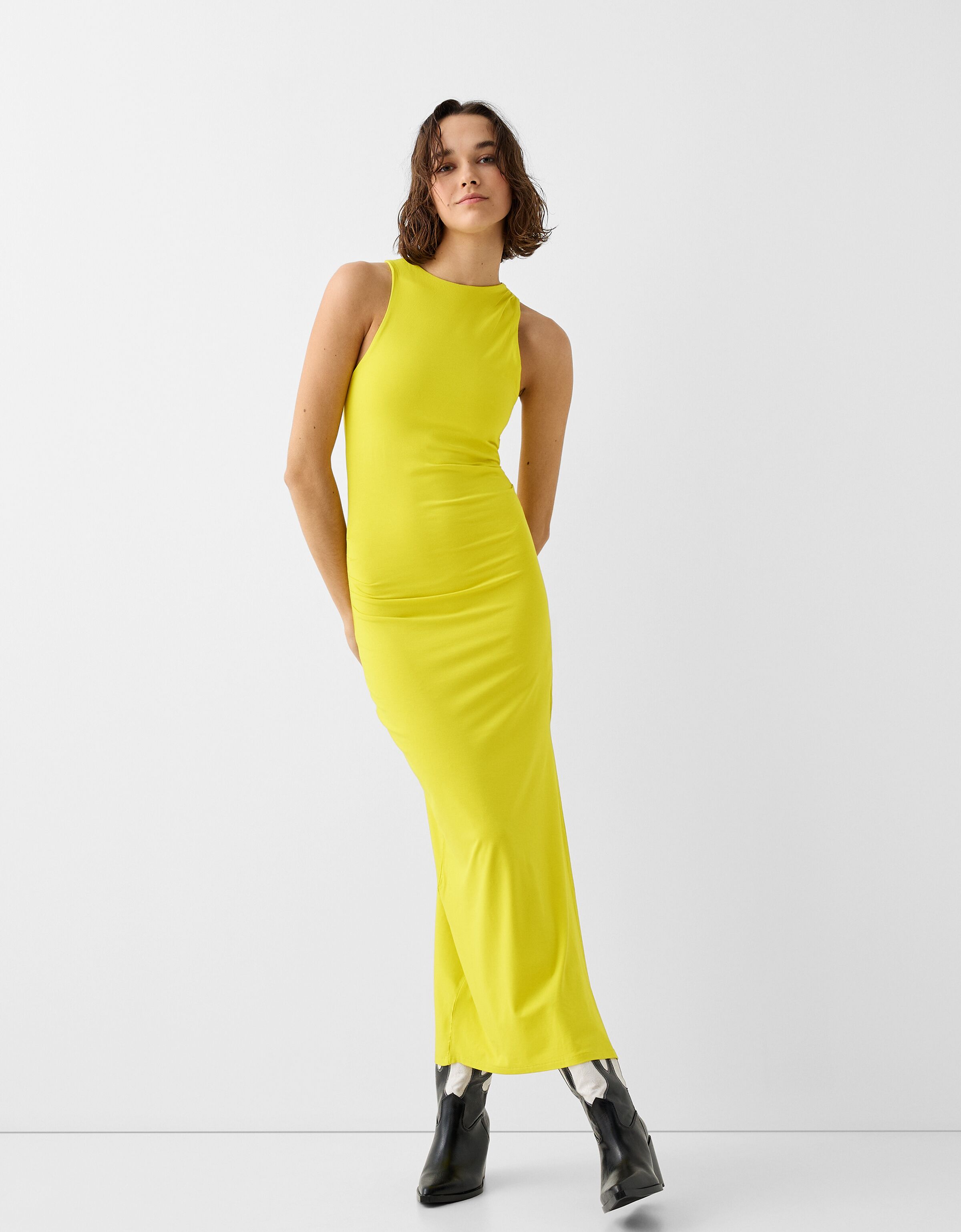 Bershka yellow fashion dress