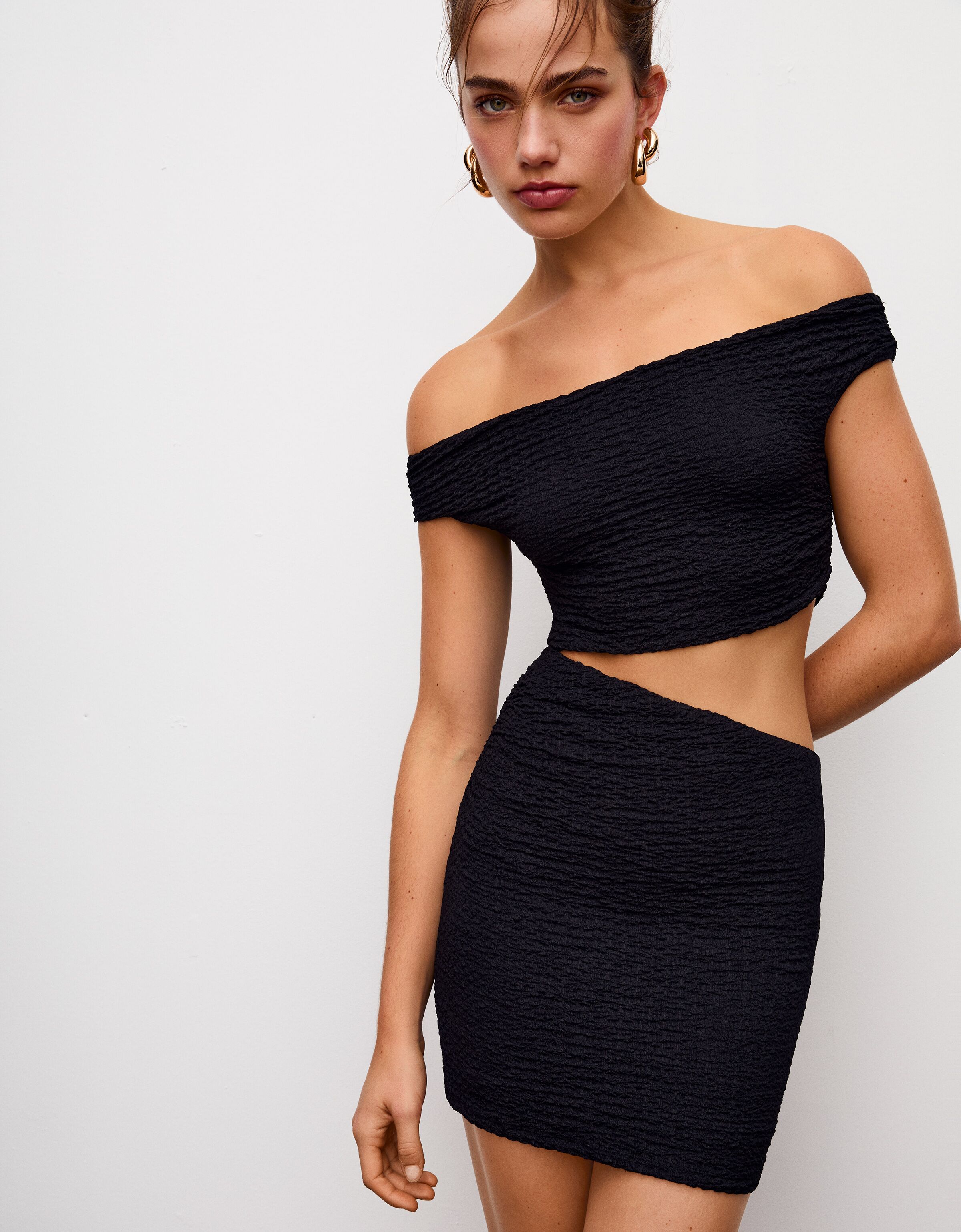 Off the shoulder mini dress with cut outs
