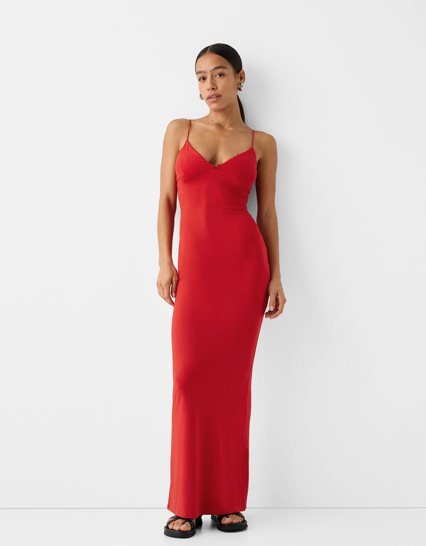Robe Midi été Sans Bretelles Amparo Rouge Et Bleu - Taille M/L - Occasion Très Bon état