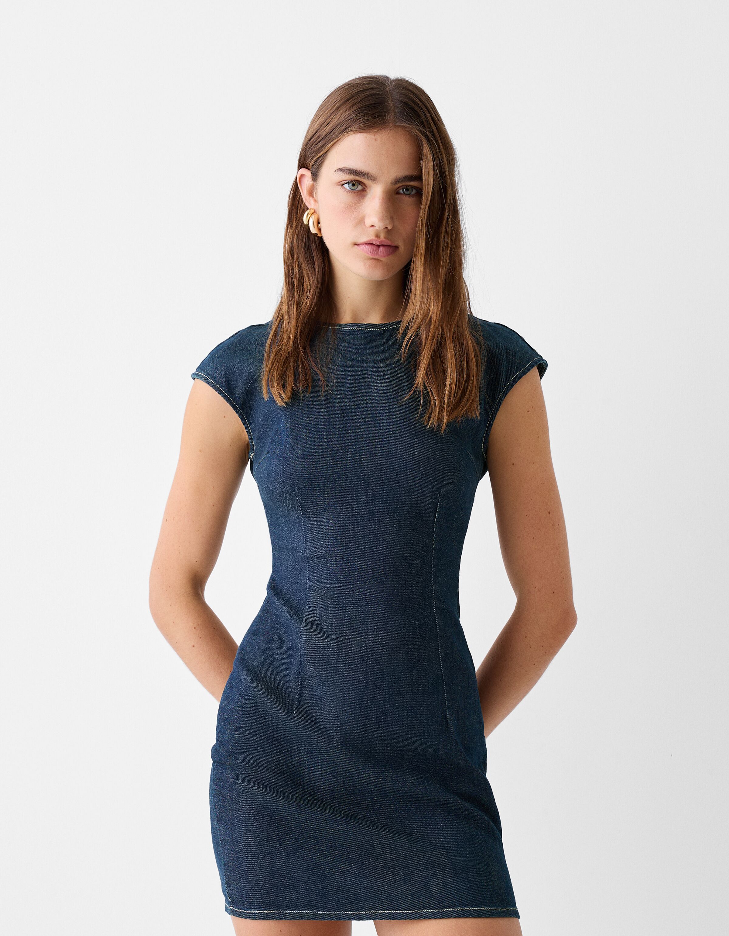 Denim cap sale sleeve dress