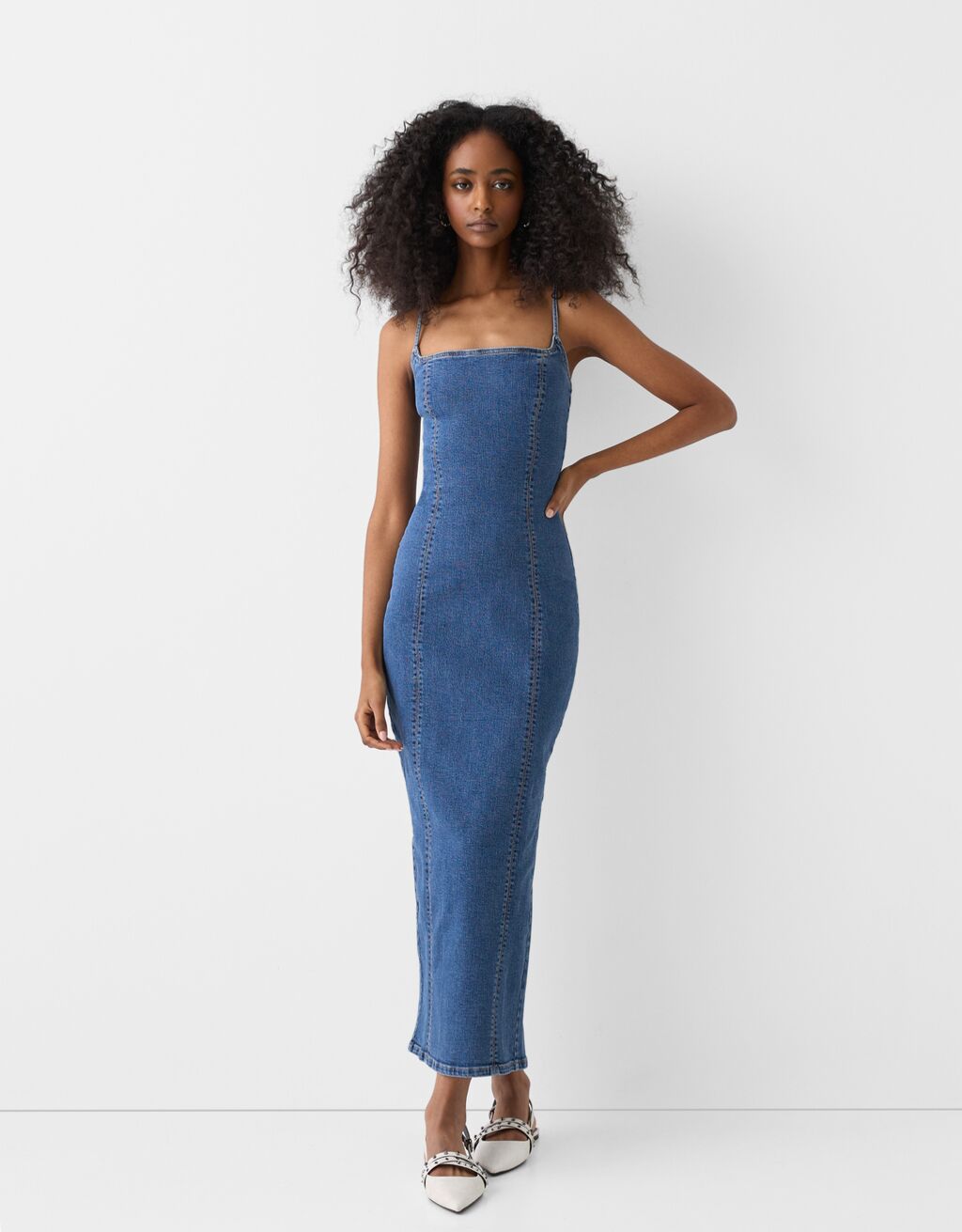 Strappy hotsell denim dress