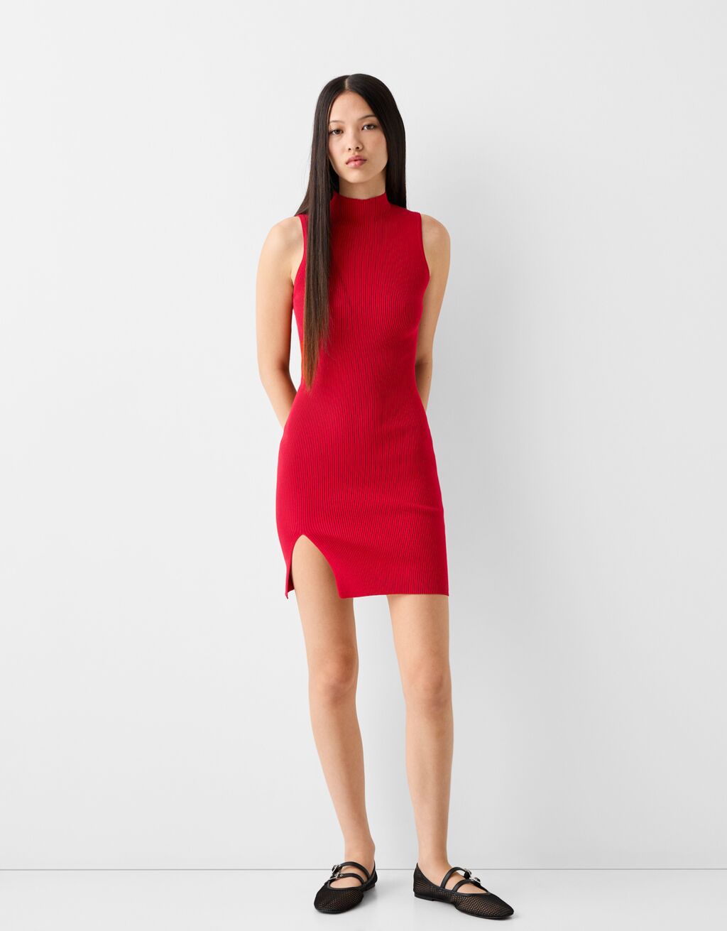 Red high neck mini dress shop