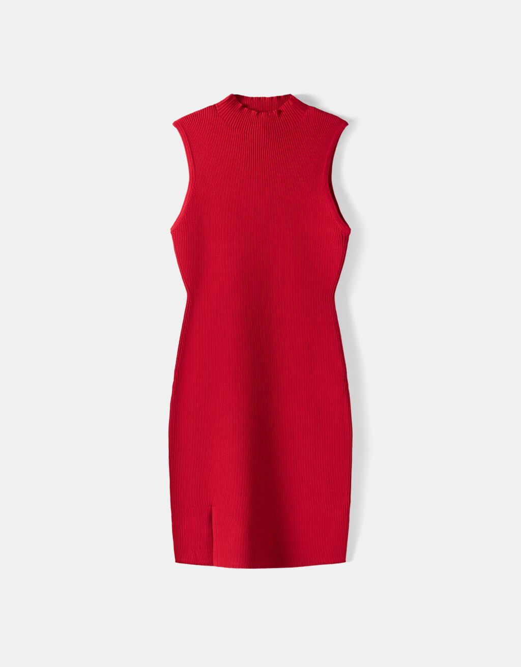 Kolsuz örgü dik yaka mini elbise-Kırmızı-4