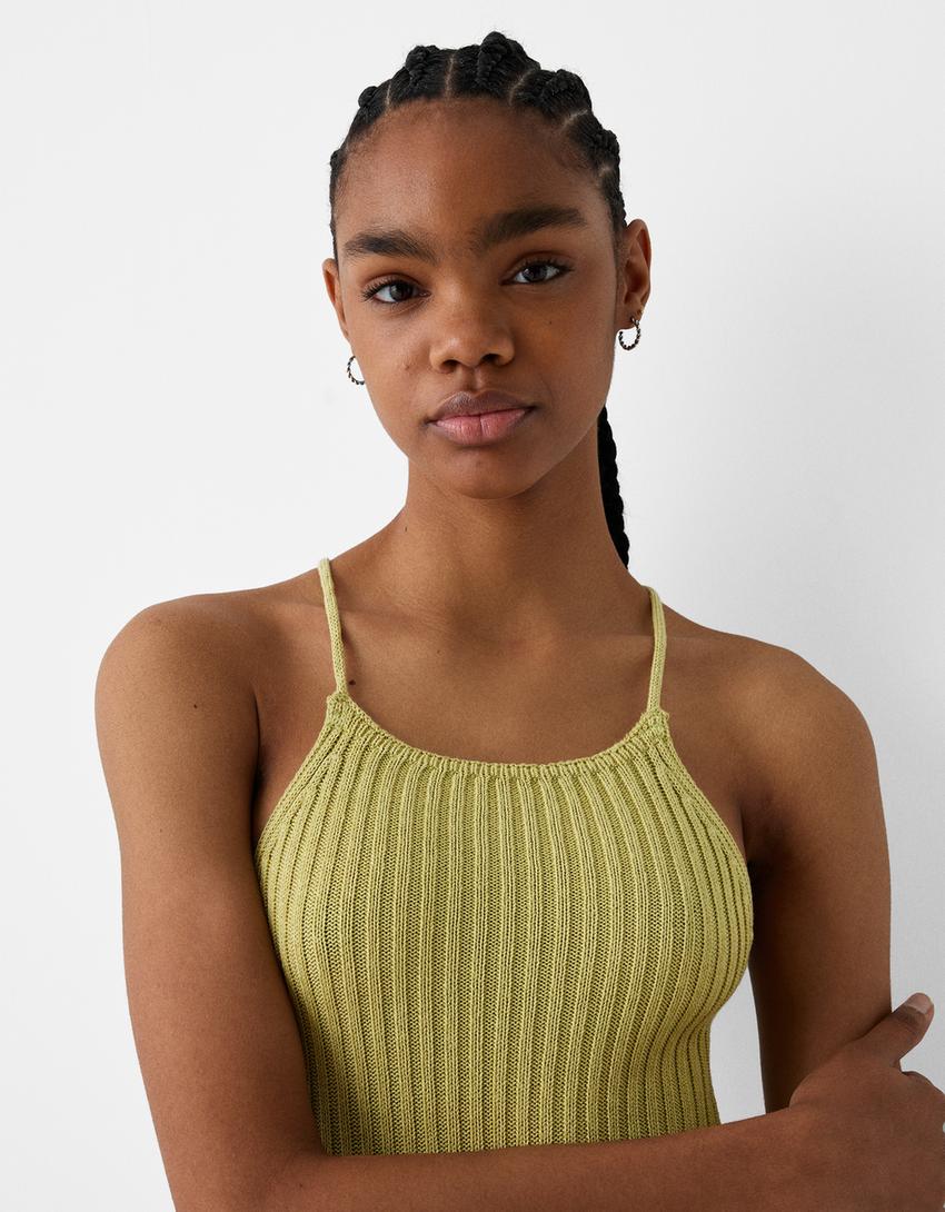 Rustic dress with open back-Green-5