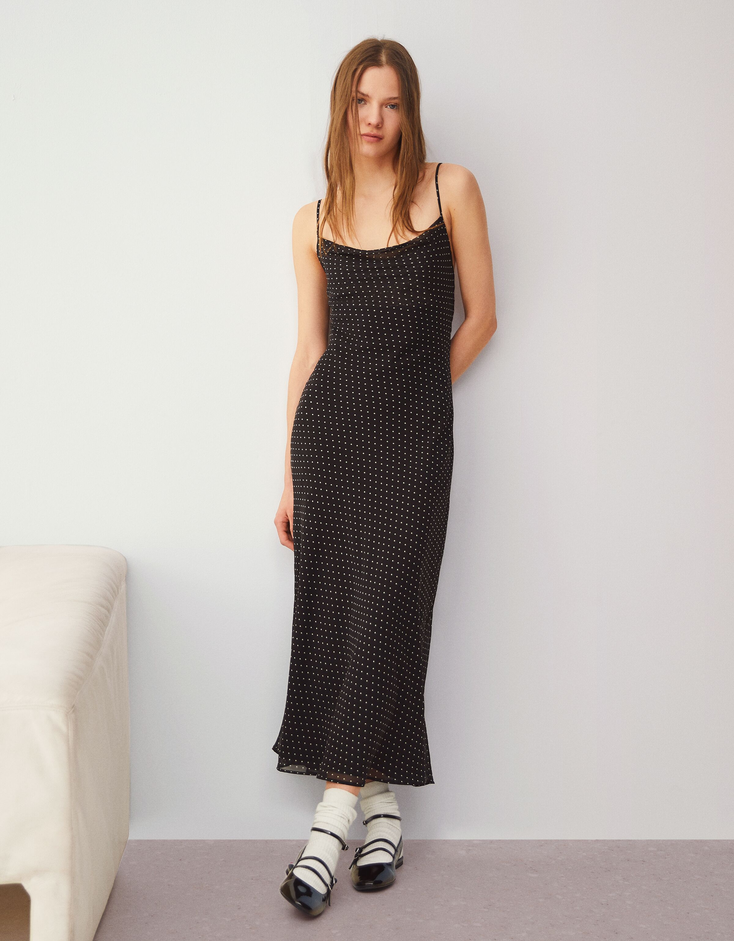 Robe longue a on sale pois