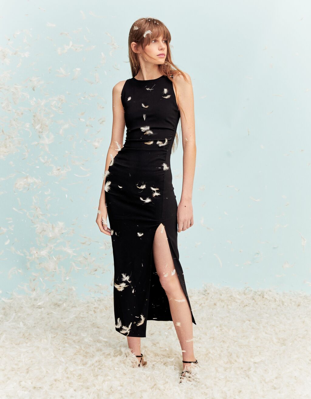 Robe midi sans manches moulante bengaline Nouveaut s Femme