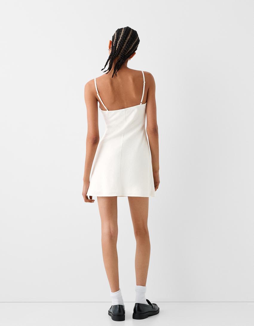 Vestido mini de linho-Gelo-2