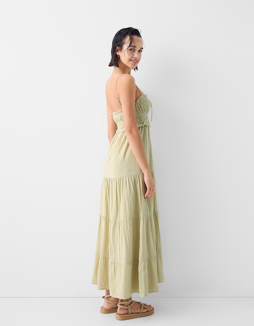 فستان ميدي ريفي بكشكش-أخضر-2