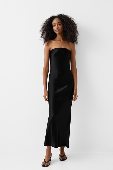 Bershka Velvet Shimmer Frill Asymmetric Dress - ShopperBoard
