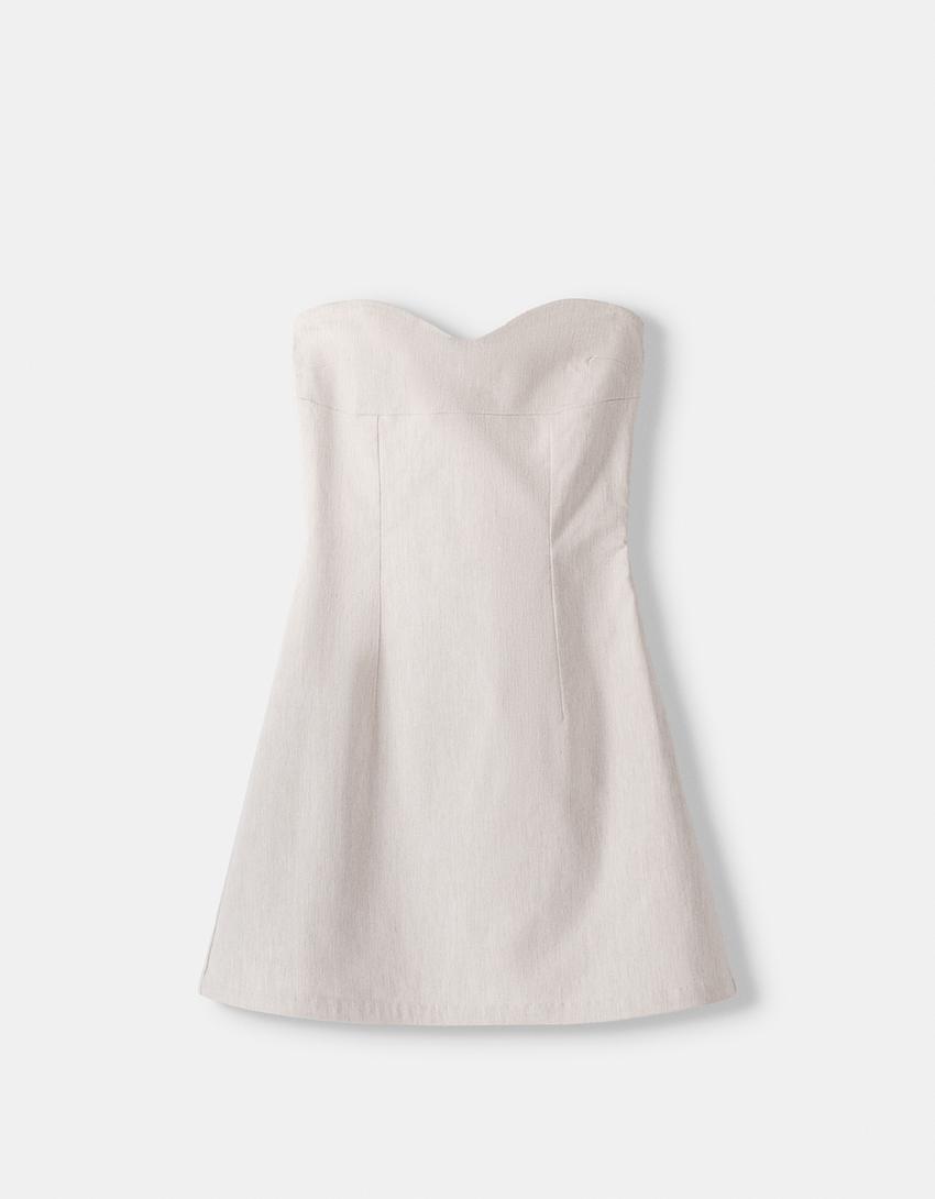 فستان قصير بنغالي بفتحة صدر قطع-رملي-5