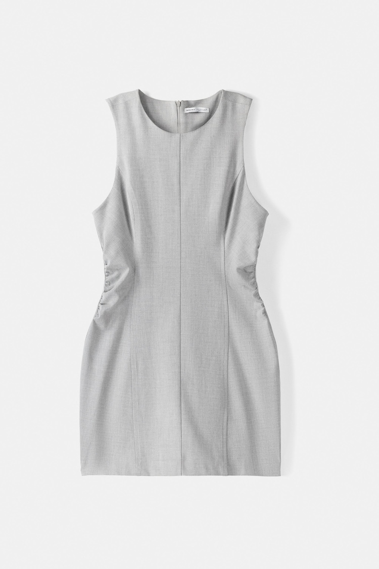 Tailored fitted sleeveless mini dress with seams