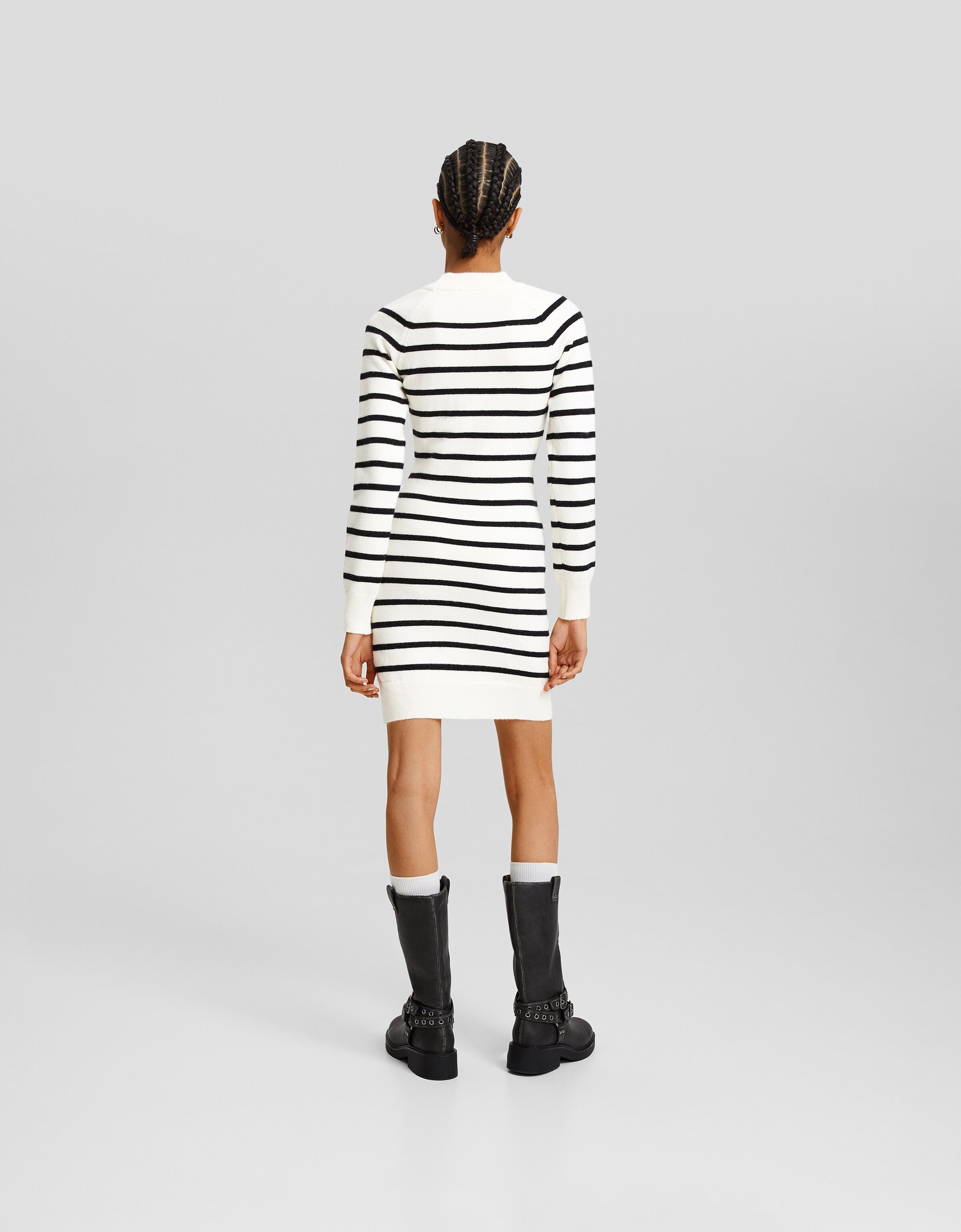 Knit striped mini dress with long sleeves Dresses and Jumpsuits