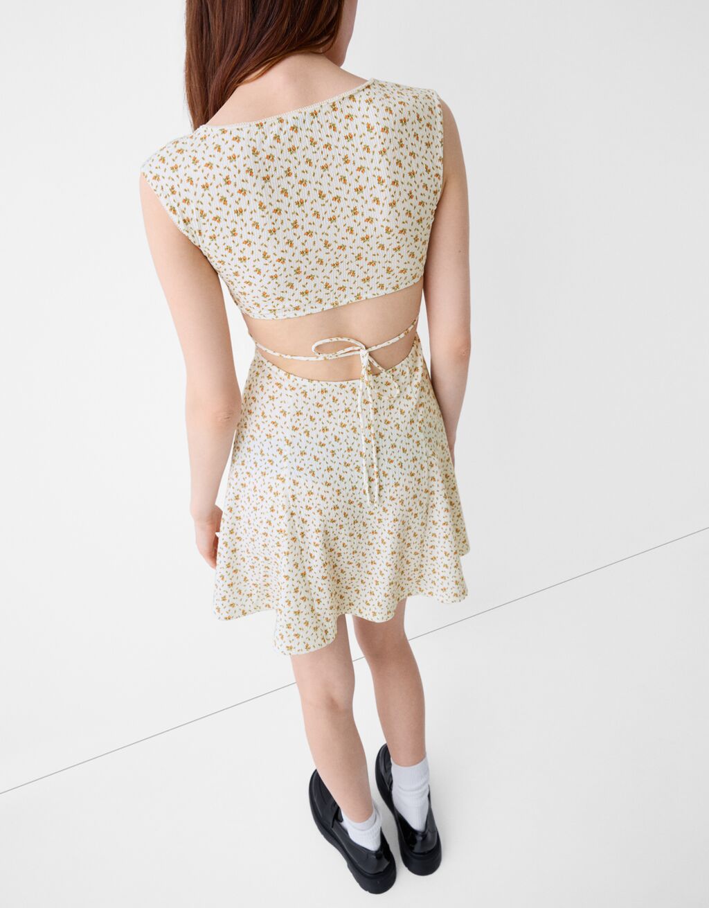 Mini-robe manches courtes imprimée-Écru-5