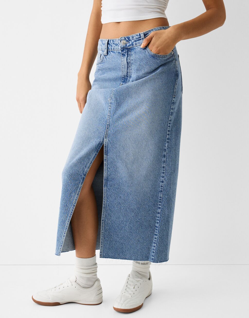 Rok midi denim