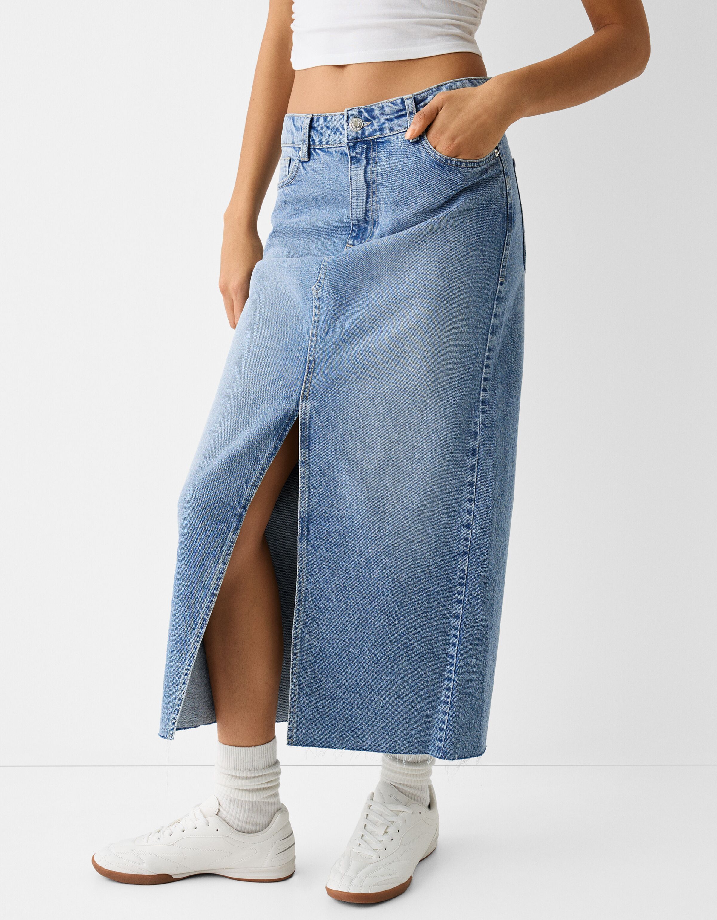 Jupe denim midi Jupes et Shorts BSK Teen Bershka