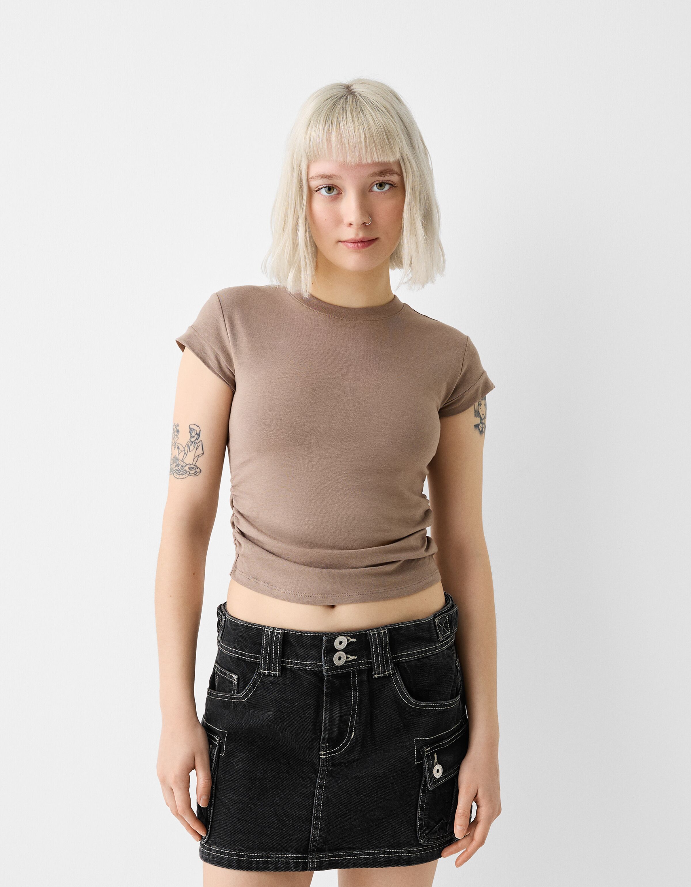 Denim mini skirt bershka sales