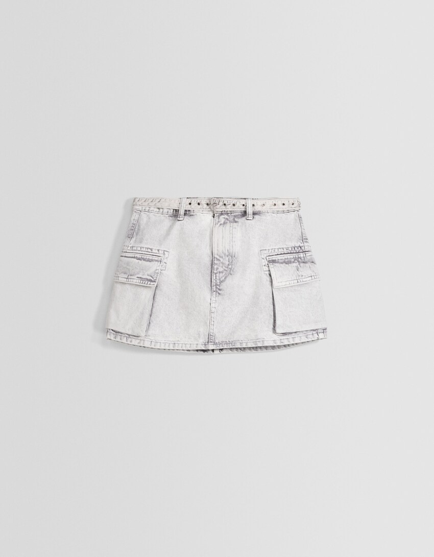 Belted twill cargo mini skirt - BSK Teen | Bershka