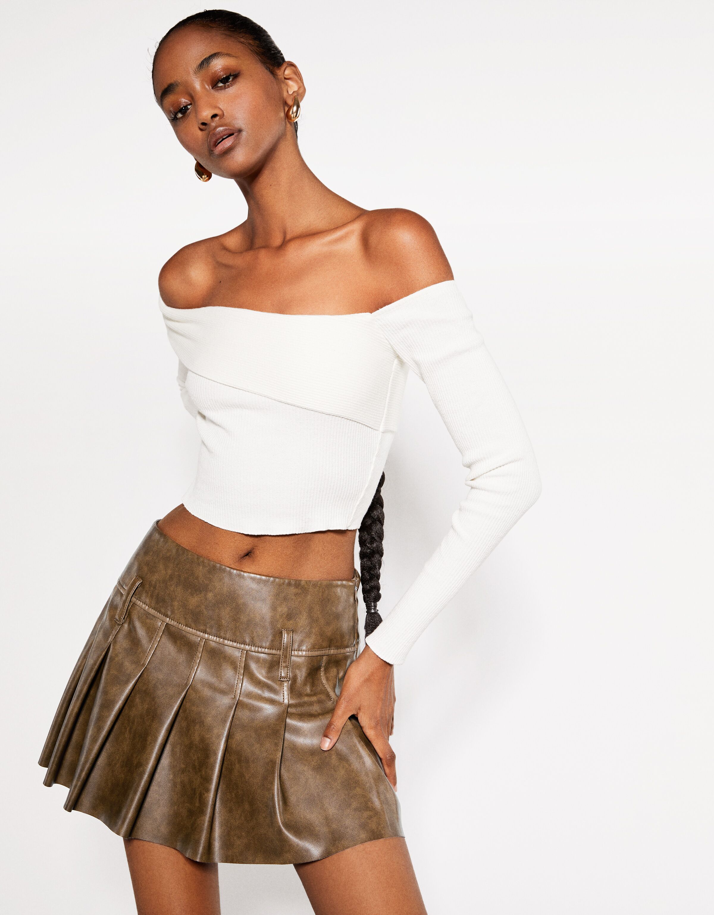 Faux leather mini skirt zara sale