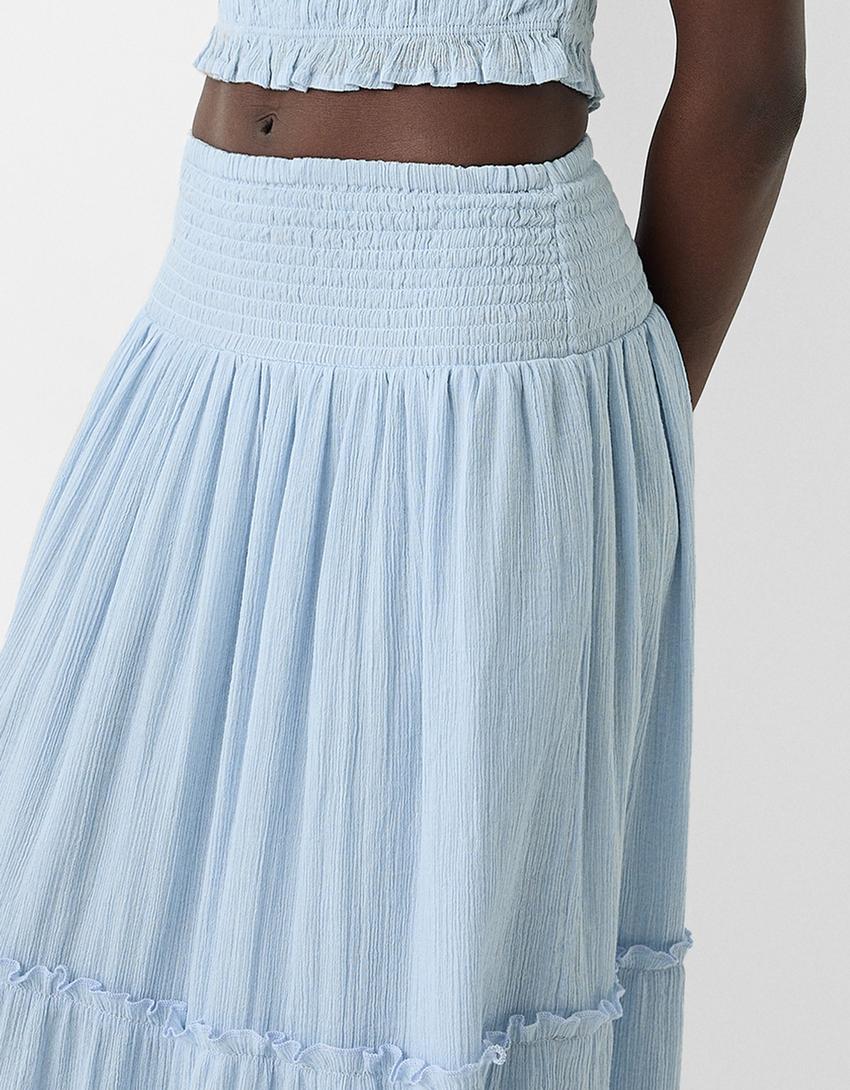 تنورة كريب طويلة-أزرق فاتح-5