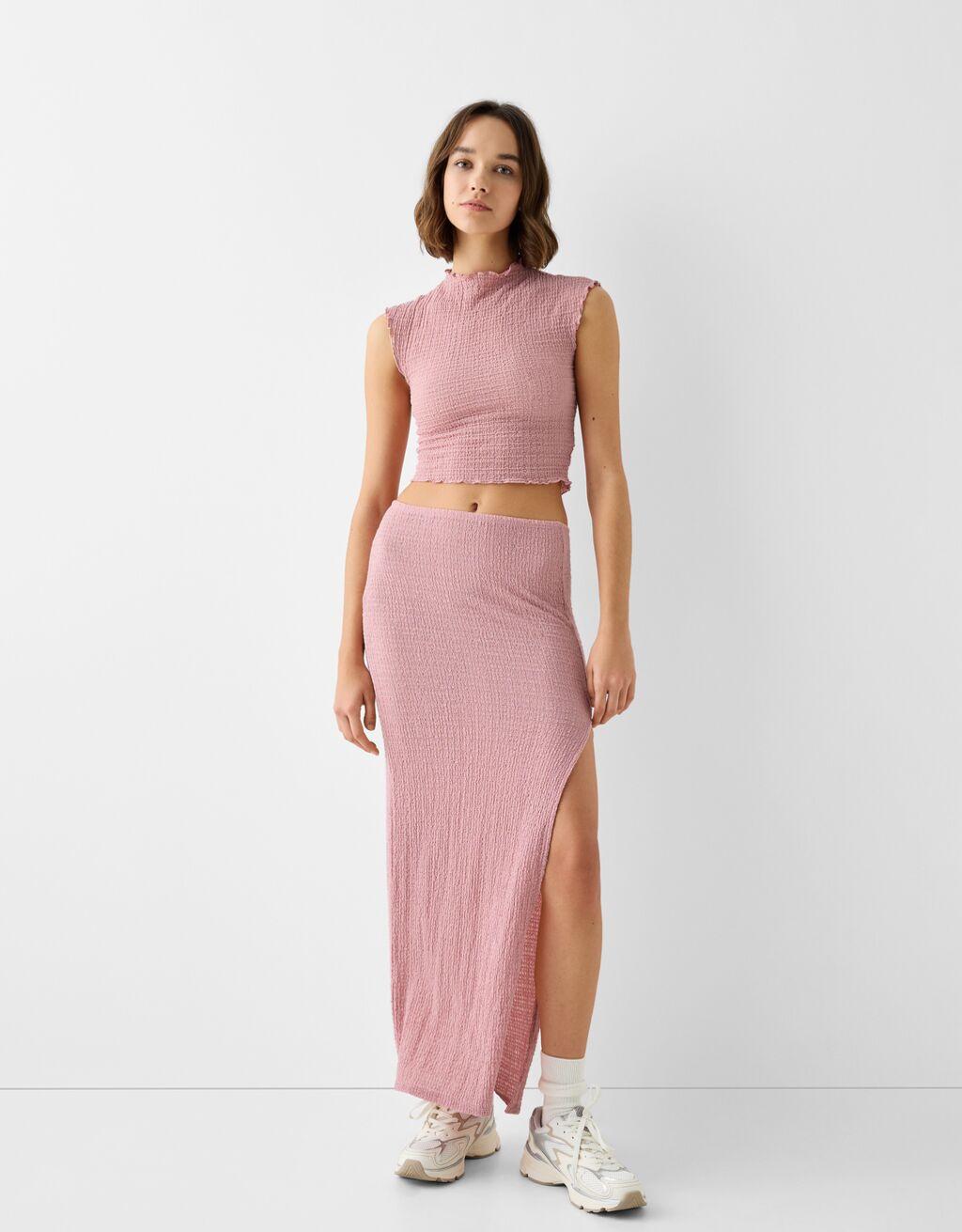 Knit midi 2024 skirt pink