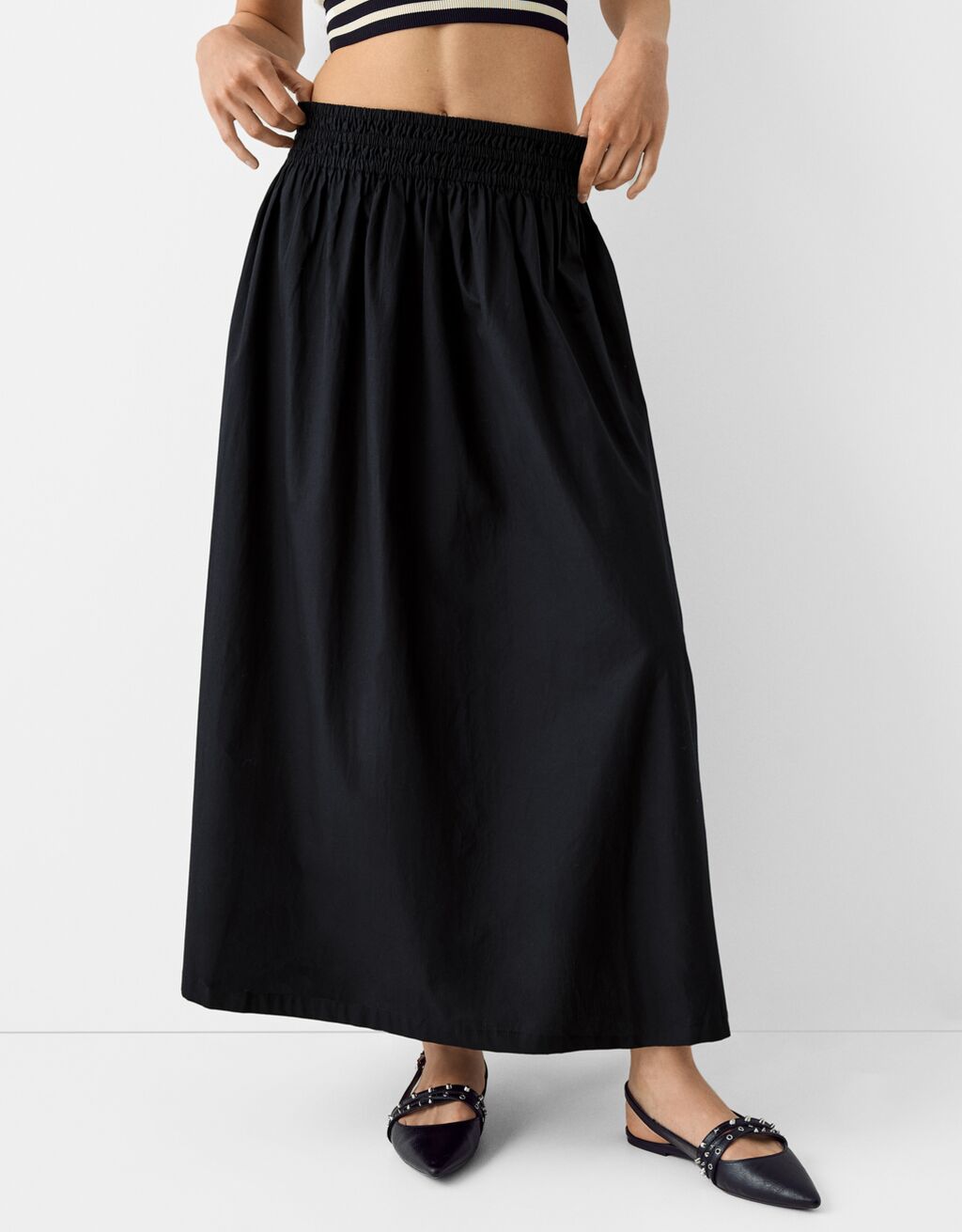 Midi skirt elastic discount waist