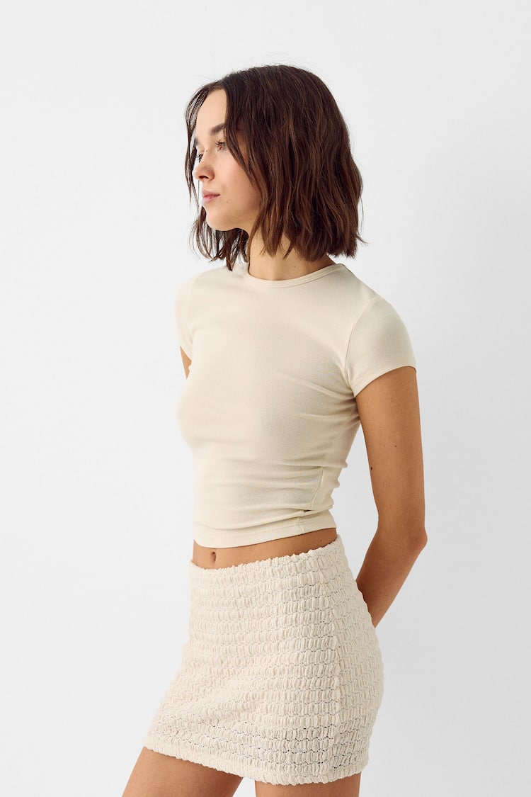 Waffle-knit mini skirt