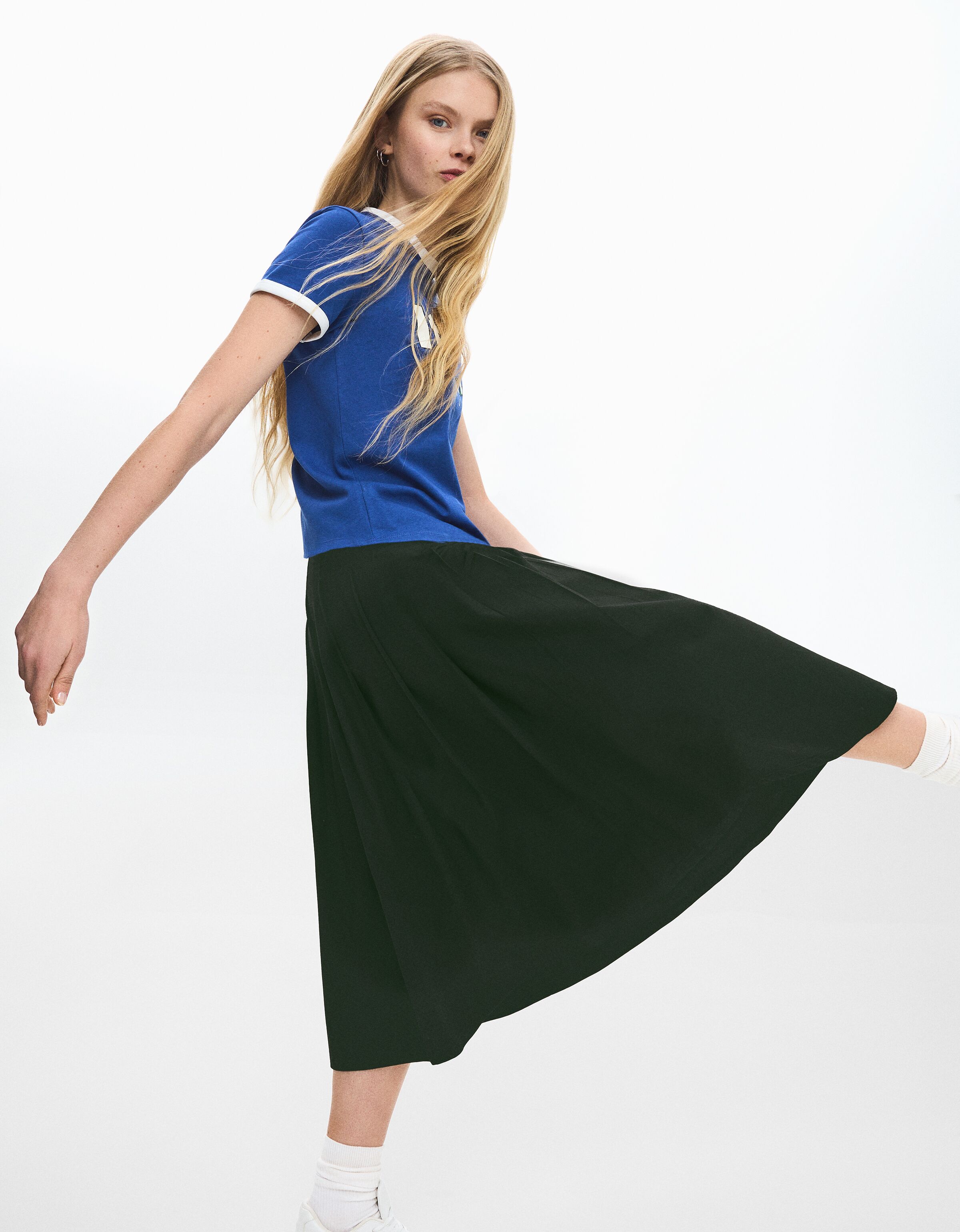 Pleated midi skirt bershka store