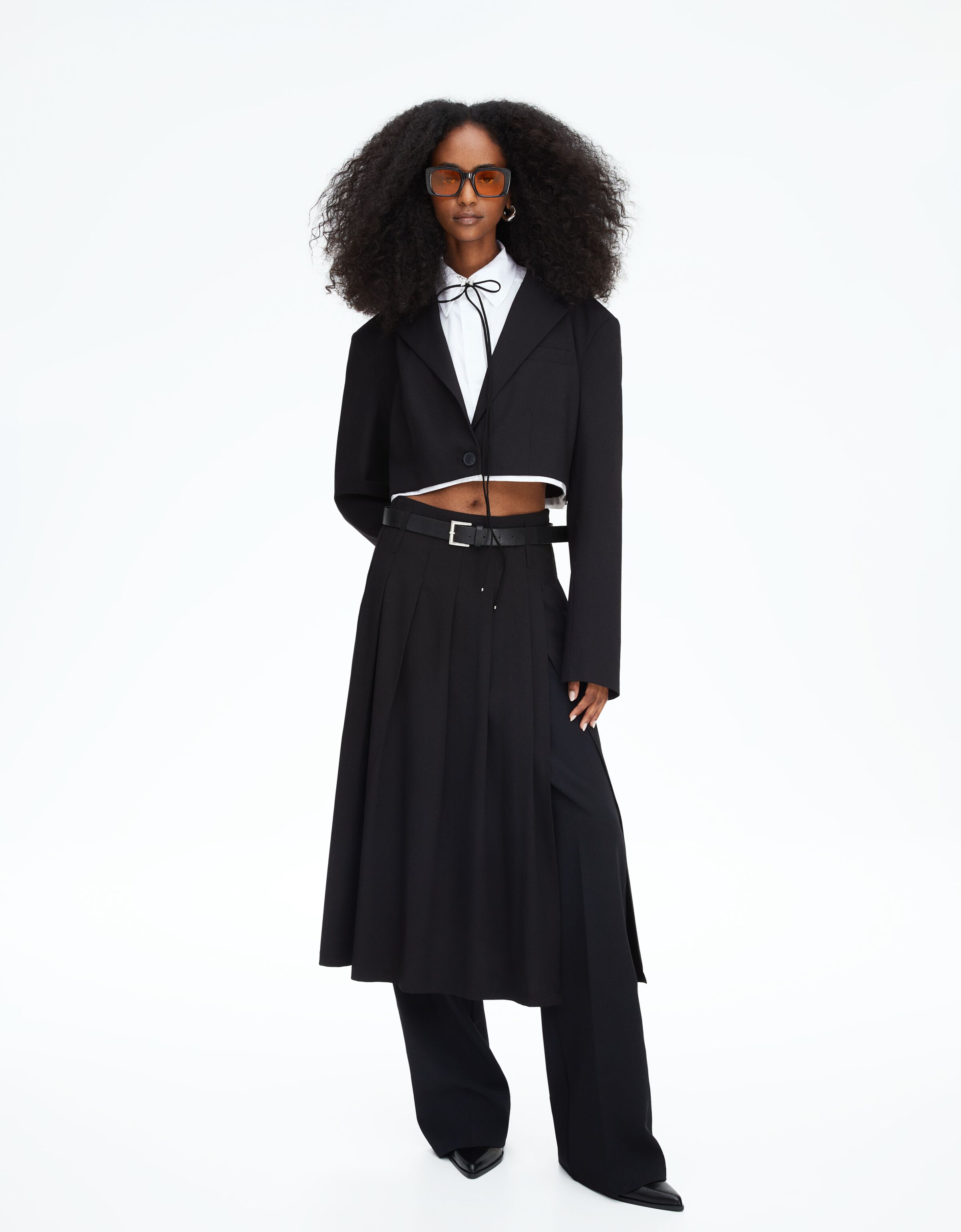Pleated midi sales skirt bershka