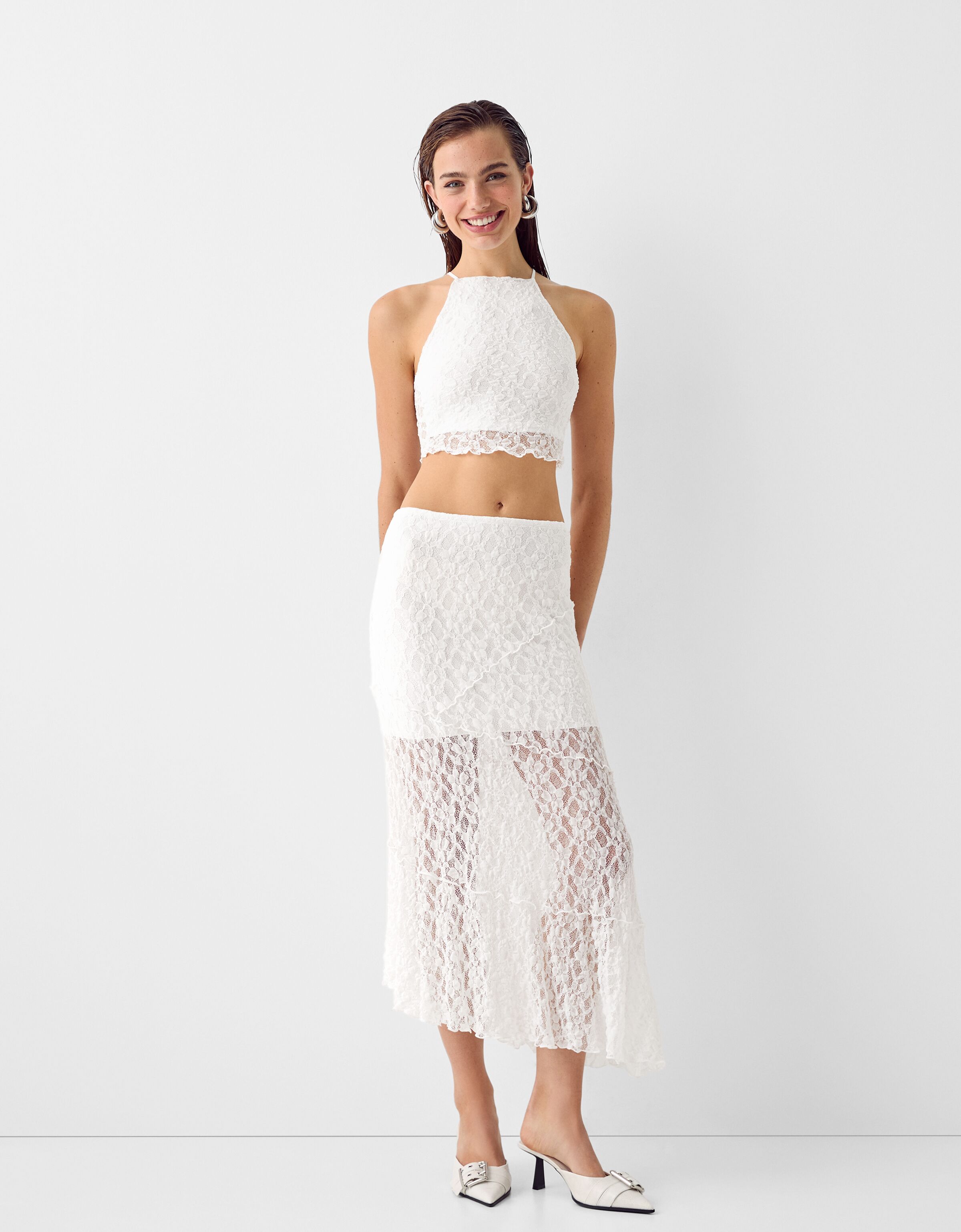Jupe blanche bershka hot sale