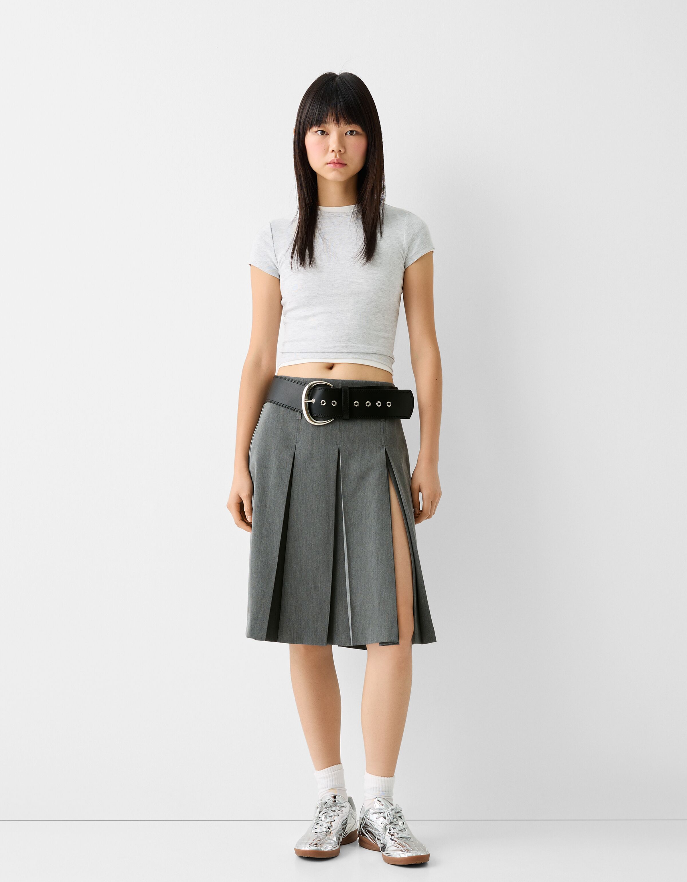 Jupe plissée noire bershka online