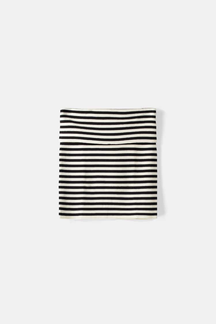 Striped knit mini skirt