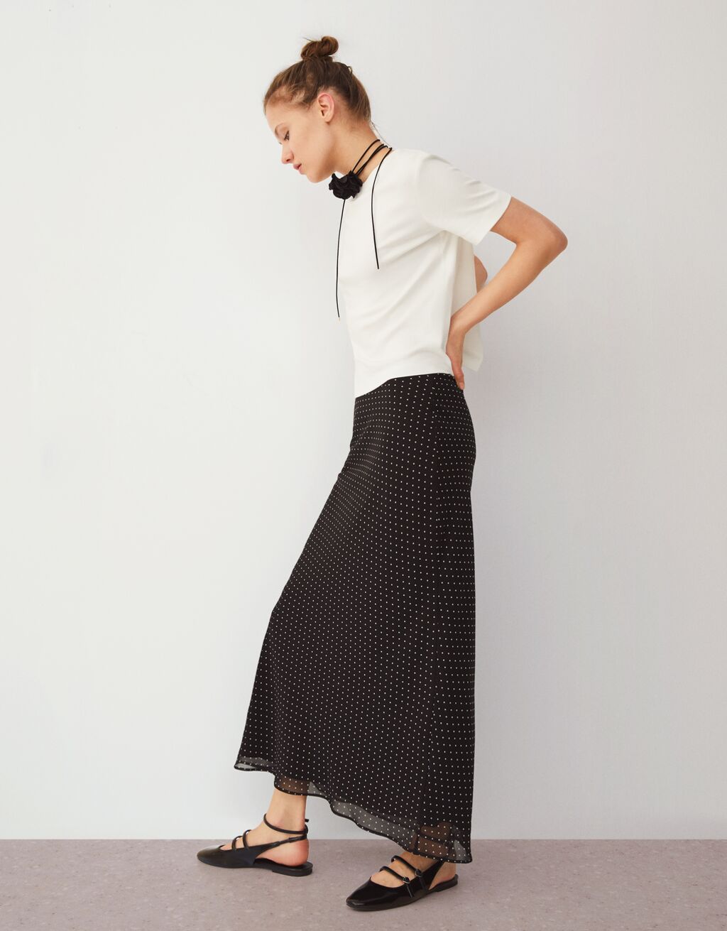 Jupe longue chiffon pois