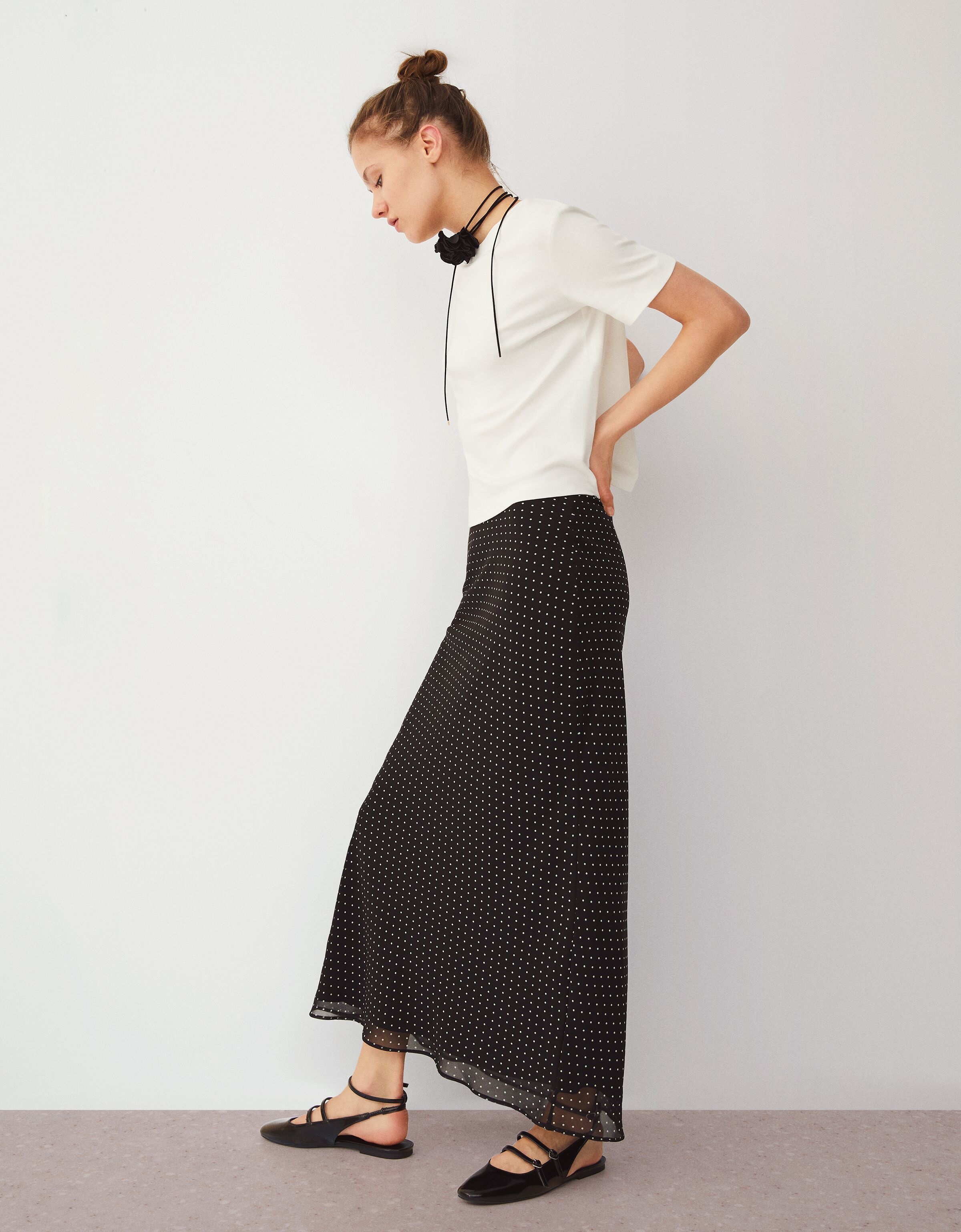 Jupe longue deals a pois zara