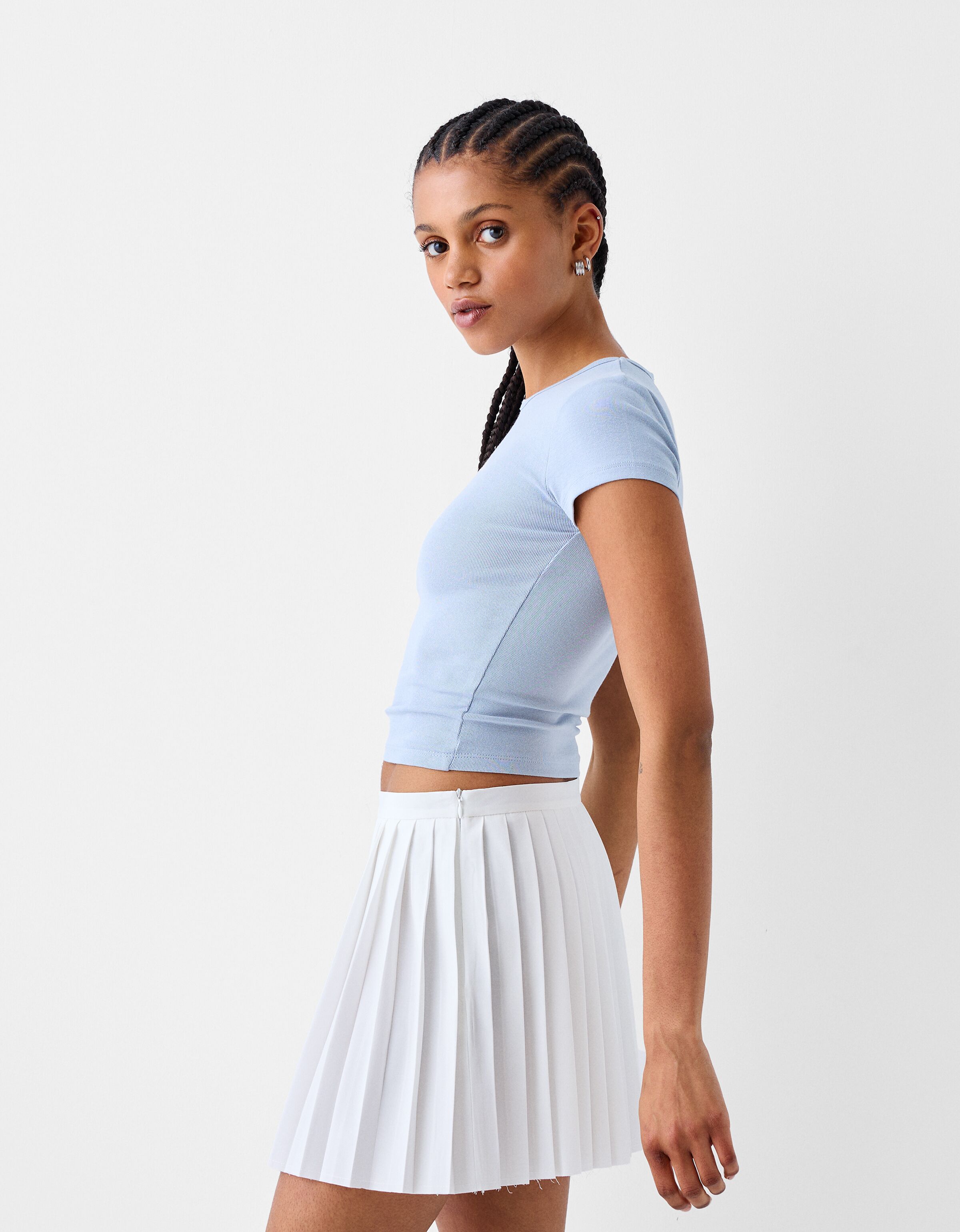 Box pleat mini skirt