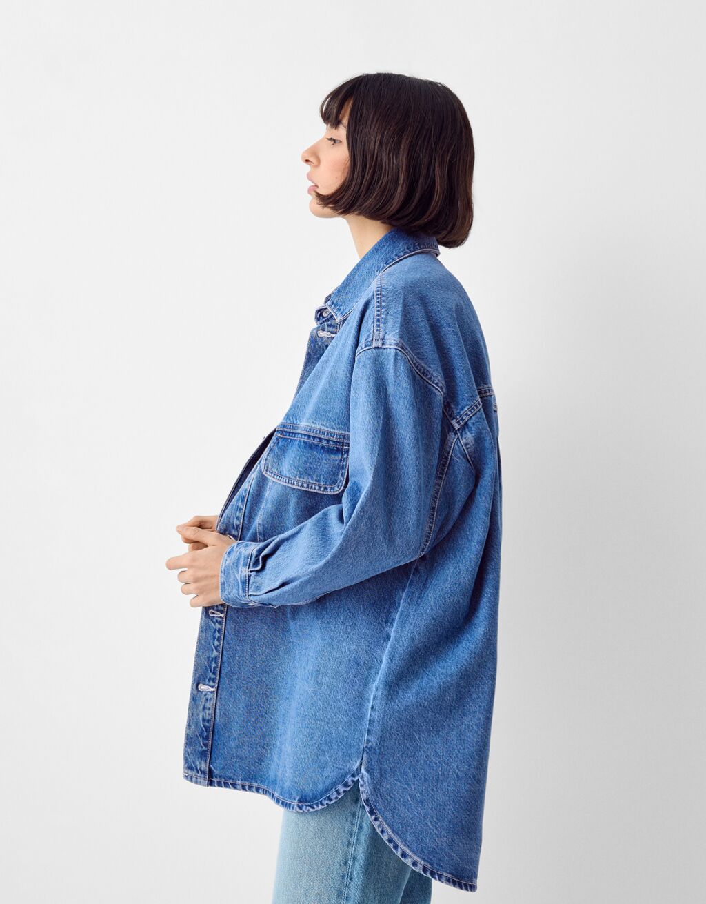 Long sleeve oversize denim shirt