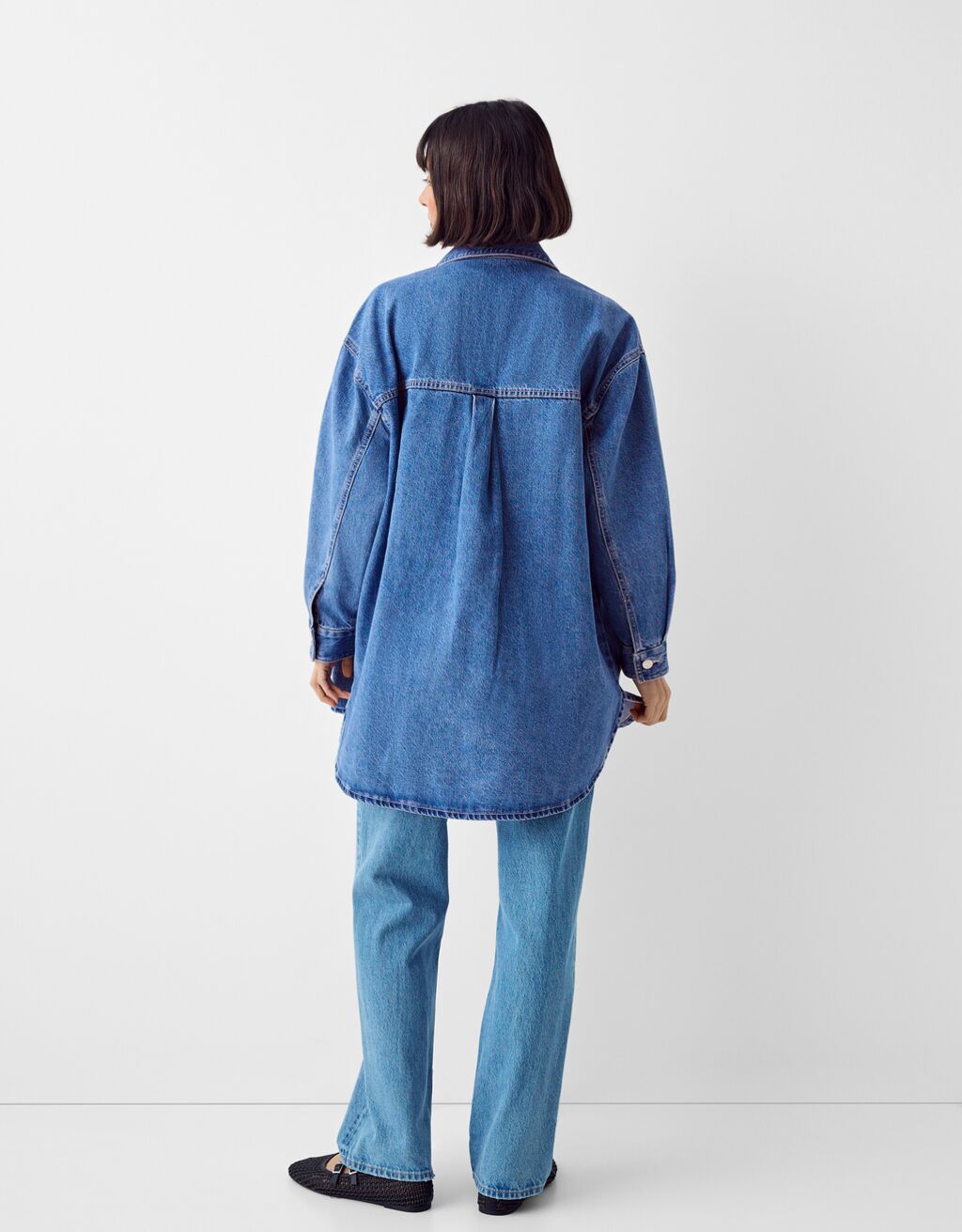 Long denim sales shirt jacket