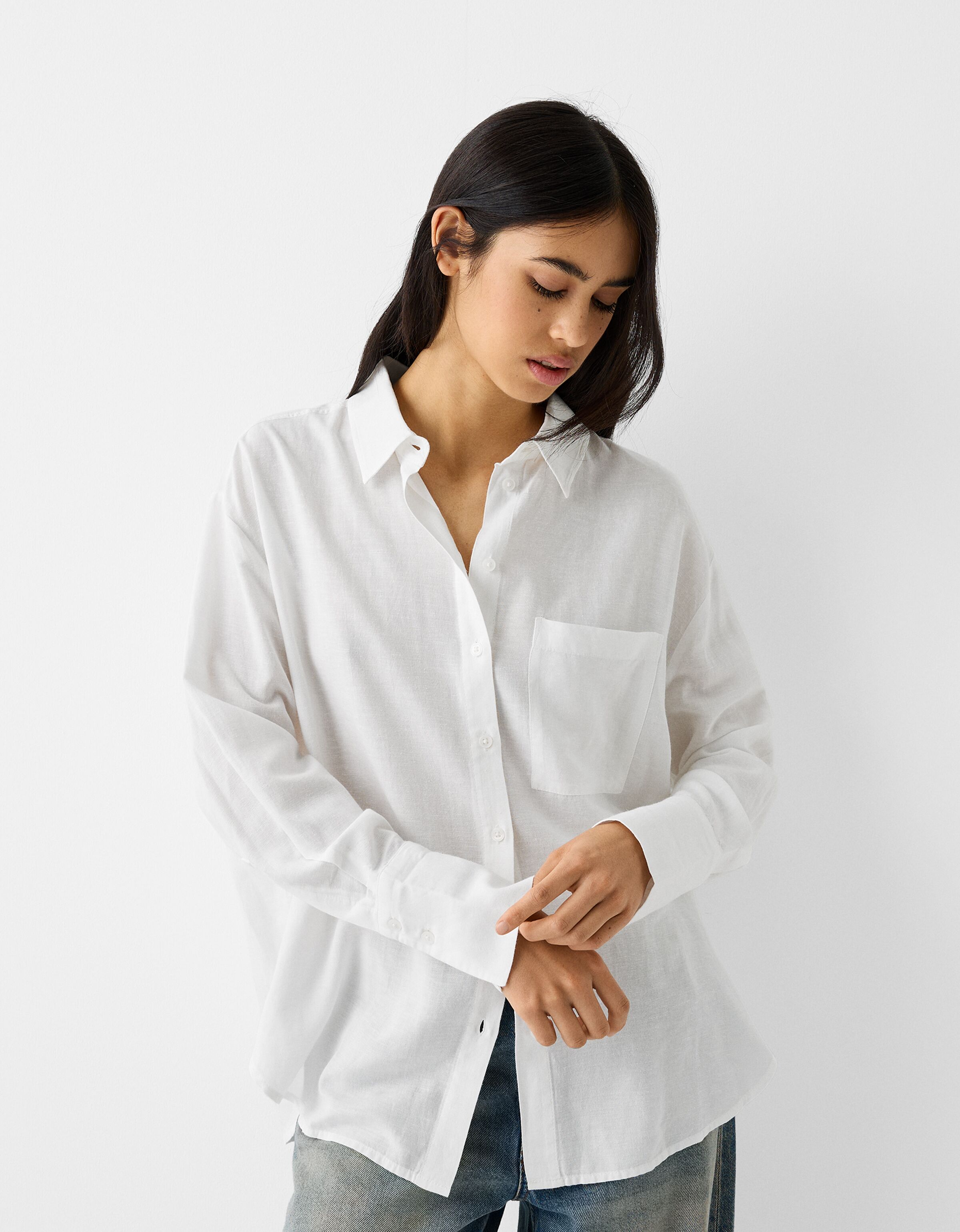 Oversized linen 2025 shirt womens