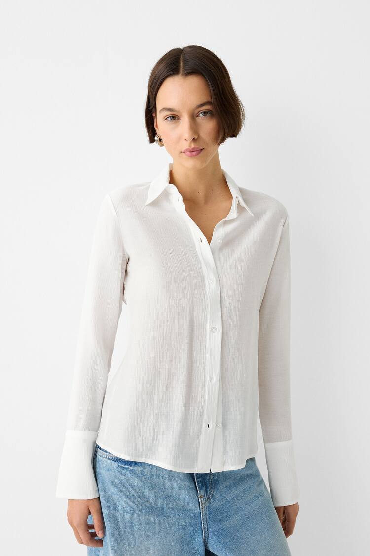 Long sleeve fitted crepe shirt