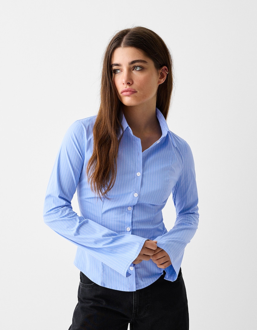Chemise moulante manches longues évasées - Chemises et blouses - Femme