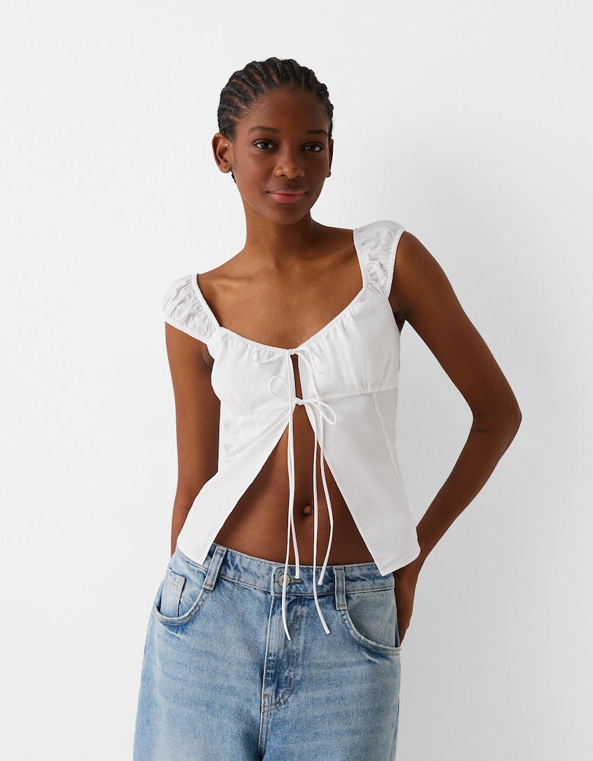 Chemise cropped nœud