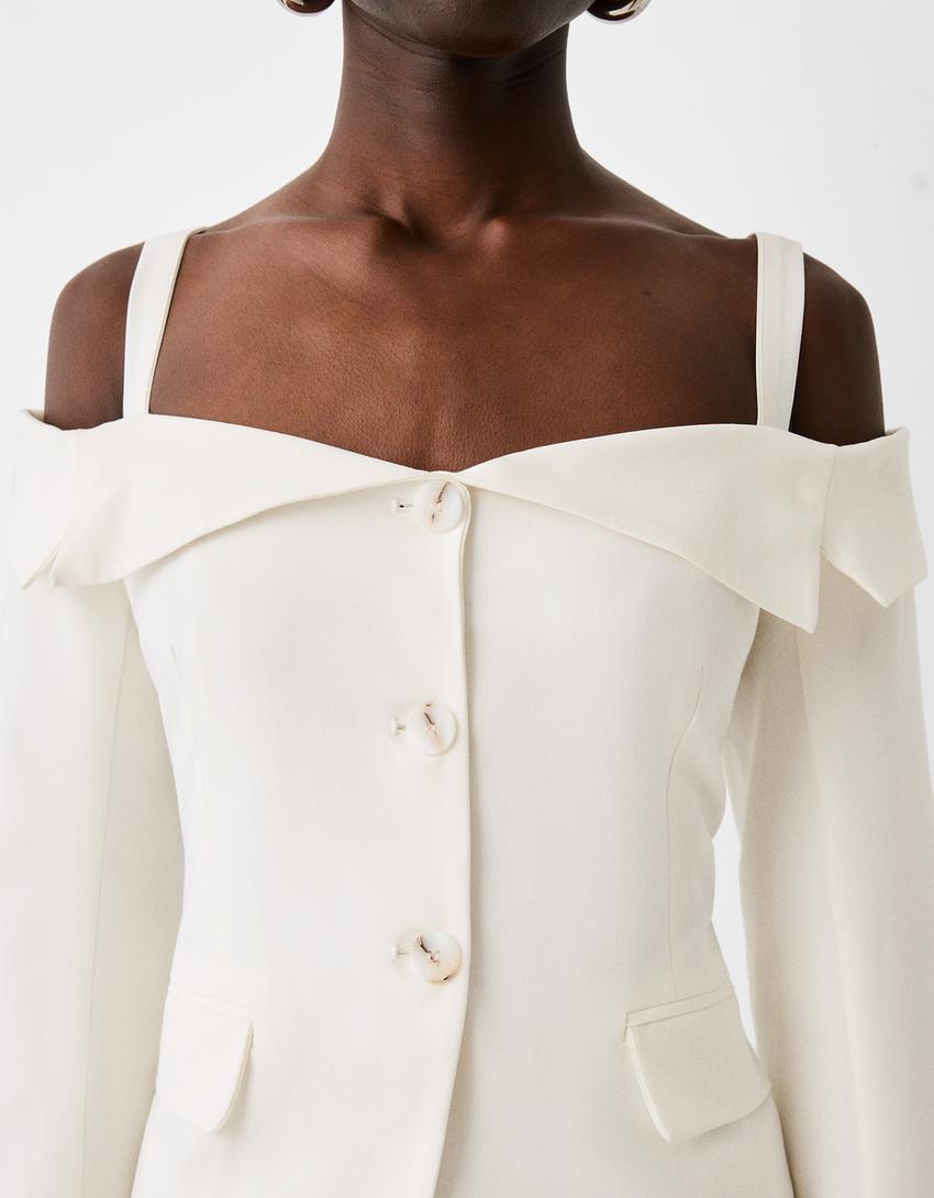 بليزر مكشوف الكتفين-أبيض-2