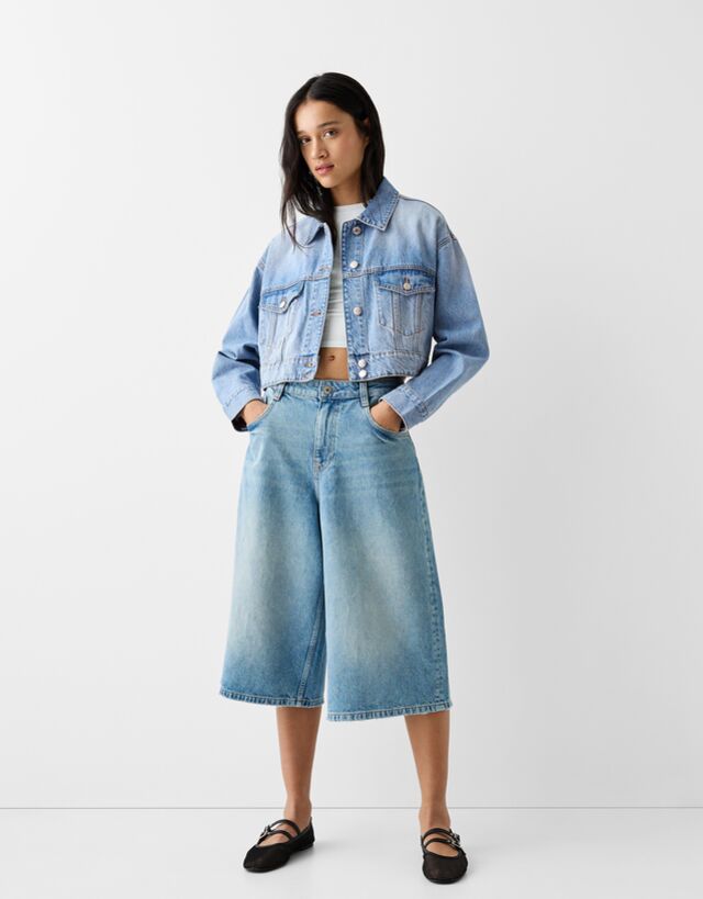 Bershka oversized hot sale denim jacket